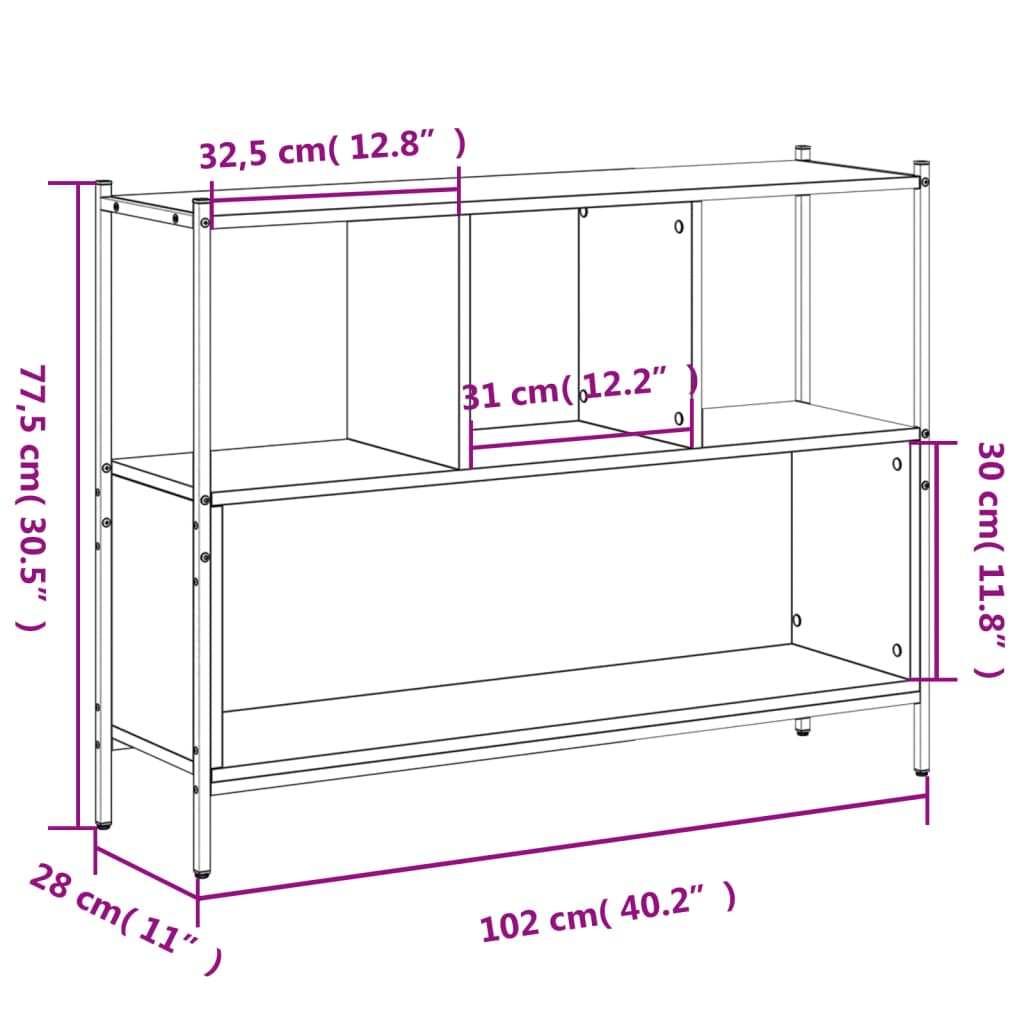 Bibliotecă, stejar maro, 102x28x77,5 cm, lemn prelucrat - Lando