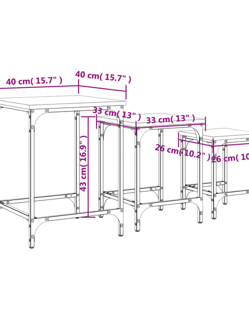 Încărcați imaginea în vizualizatorul Galerie, Mese suprapuse de cafea, 3 buc, sonoma gri, lemn prelucrat - Lando
