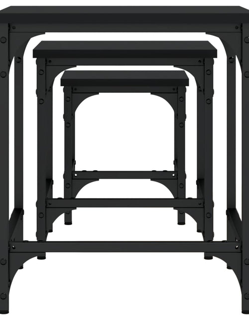 Încărcați imaginea în vizualizatorul Galerie, Mese suprapuse de cafea, 3 buc, negru, lemn prelucrat - Lando
