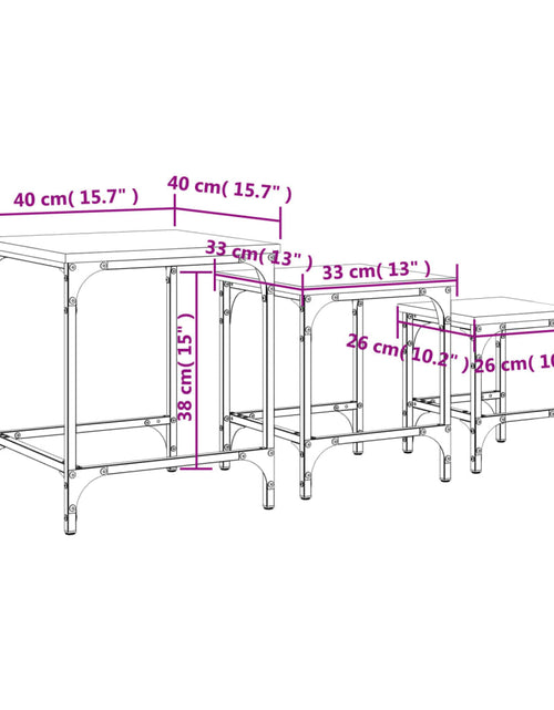 Încărcați imaginea în vizualizatorul Galerie, Mese suprapuse de cafea, 3 buc, stejar maro, lemn prelucrat - Lando
