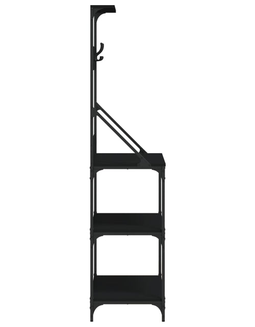 Загрузите изображение в средство просмотра галереи, Raft brutărie cu cârlige și 4 niveluri, negru, lemn prelucrat - Lando
