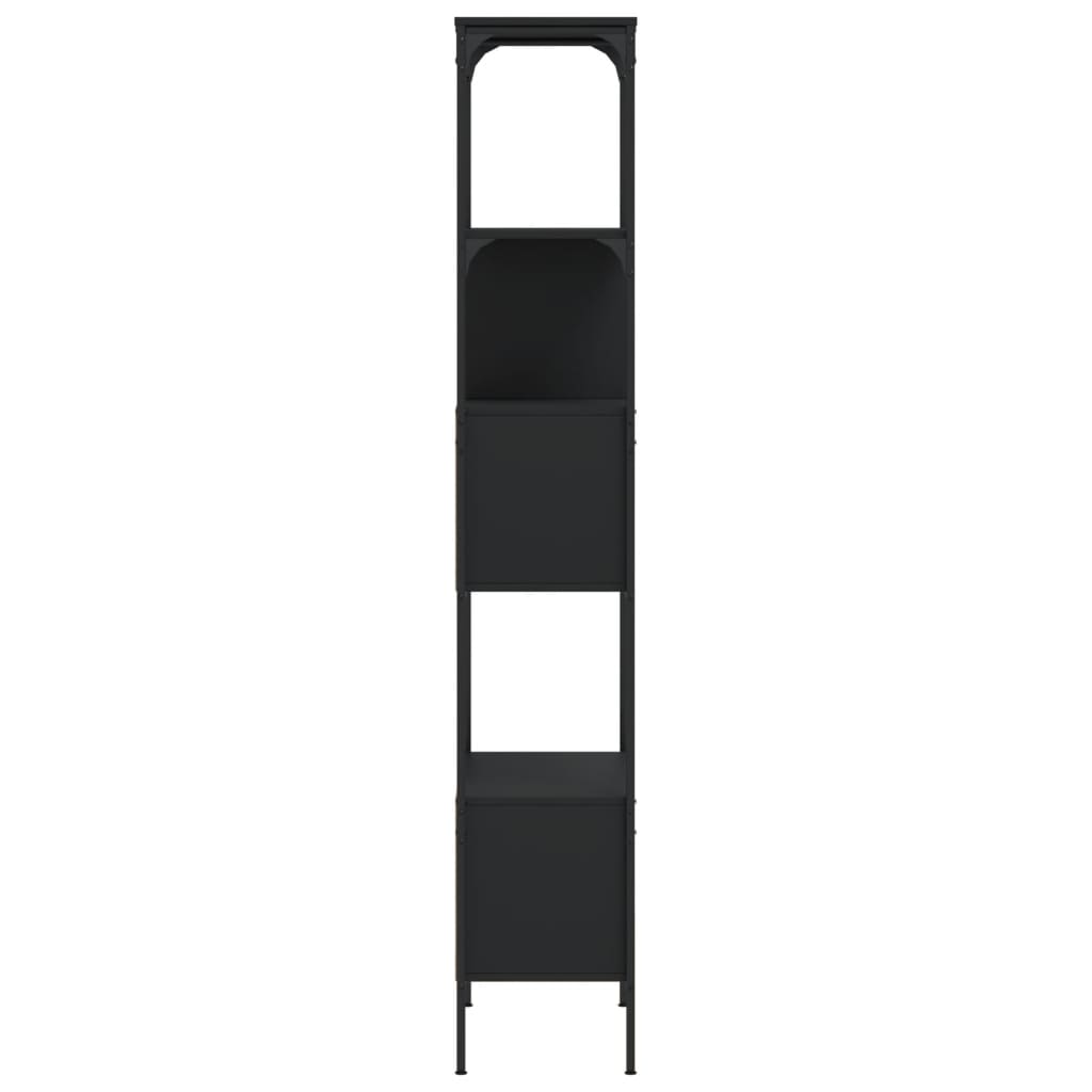 Bibliotecă cu 5 niveluri, negru, 76x33x188,5 cm, lemn prelucrat - Lando