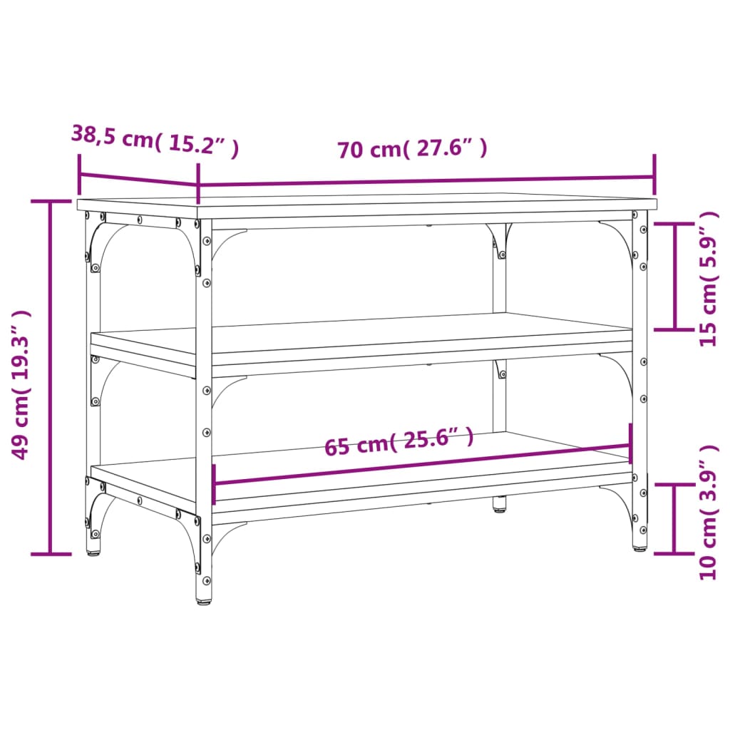 Bancă de pantofi, negru, 70x38,5x49 cm, lemn prelucrat - Lando