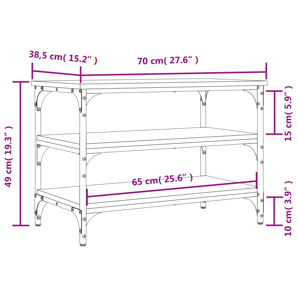 Bancă de pantofi, gri sonoma, 70x38,5x49 cm, lemn prelucrat - Lando