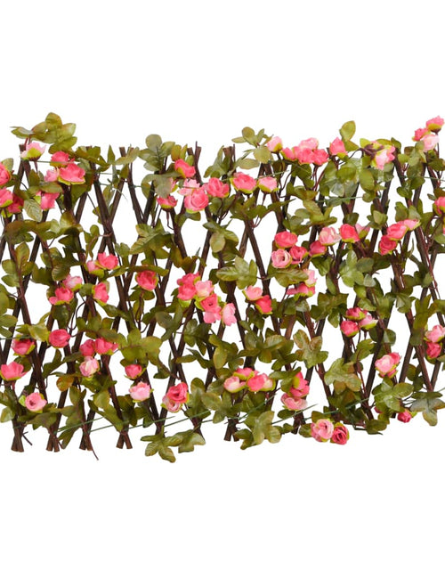 Загрузите изображение в средство просмотра галереи, vidaXL Spalier cu iederă artificială extensibil, roz închis, 180x30 cm - Lando
