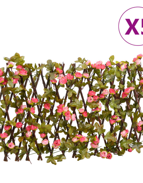 Încărcați imaginea în vizualizatorul Galerie, vidaXL Spalier cu iederă artificială extensibil, 5 buc. roz 180x30 cm - Lando
