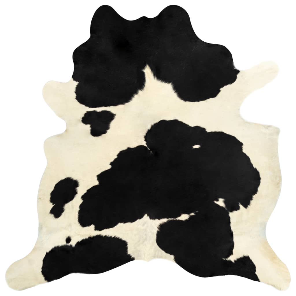 Covor, alb și negru, 180x220 cm, piele naturală de vacă - Lando