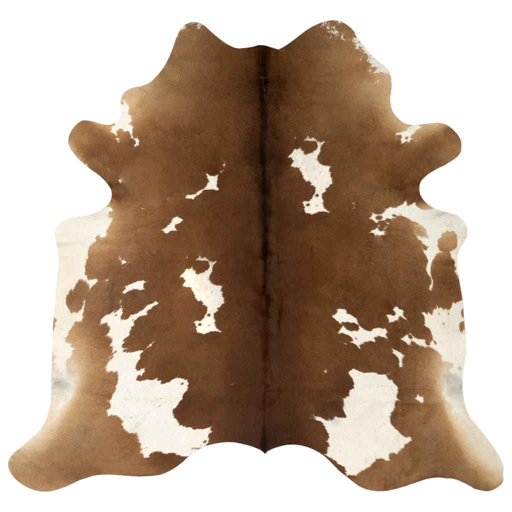 Covor, maro și alb, 180x220 cm, piele naturală de vacă - Lando