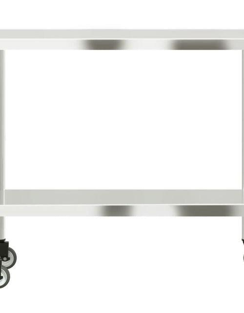 Загрузите изображение в средство просмотра галереи, Masă de lucru bucătărie cu roți, 110x55x85 cm, oțel inoxidabil - Lando
