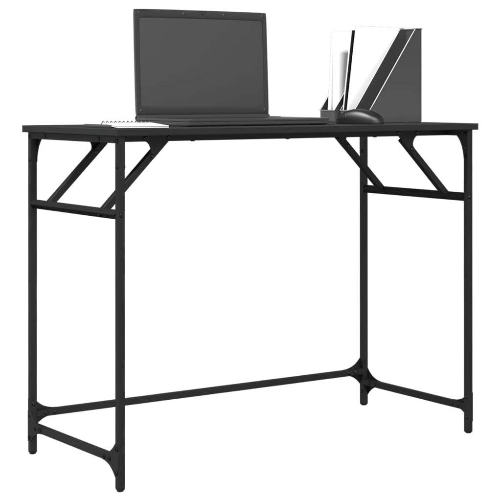 Birou negru 100x45x76cm lemn compozit/oțel vopsit electrostatic - Lando