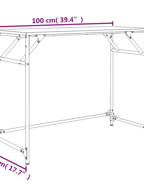 Загрузите изображение в средство просмотра галереи, Birou negru 100x45x76cm lemn compozit/oțel vopsit electrostatic - Lando
