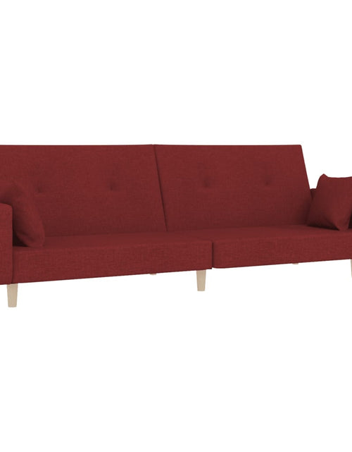 Încărcați imaginea în vizualizatorul Galerie, Canapea extensibilă cu 2 locuri, 2 perne, roșu vin, textil - Lando
