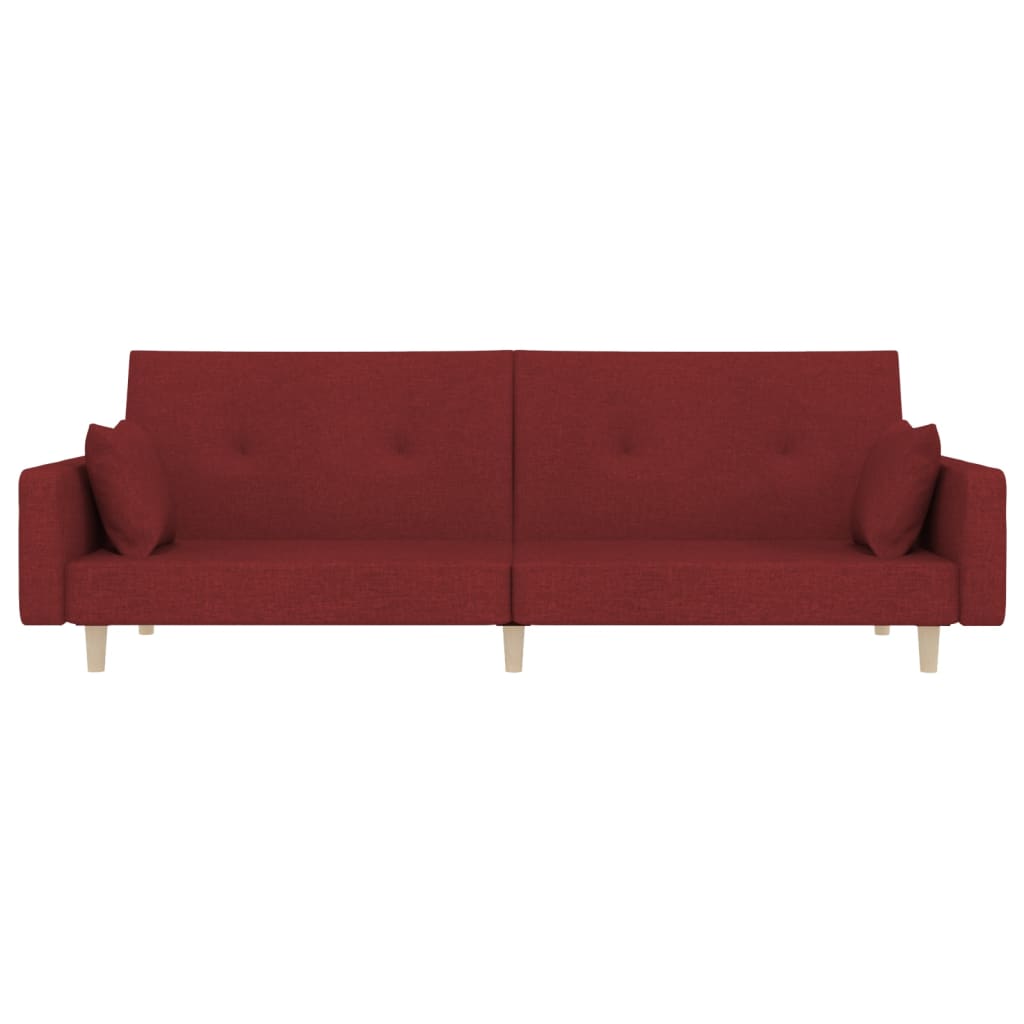 Canapea extensibilă cu 2 locuri, 2 perne, roșu vin, textil - Lando