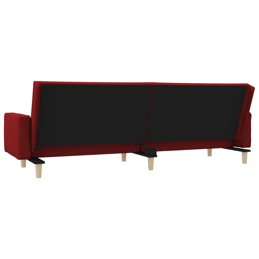 Canapea extensibilă cu 2 locuri, 2 perne, roșu vin, textil - Lando