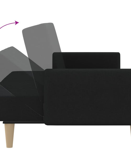 Încărcați imaginea în vizualizatorul Galerie, Canapea extensibilă cu 2 locuri, negru, material textil - Lando
