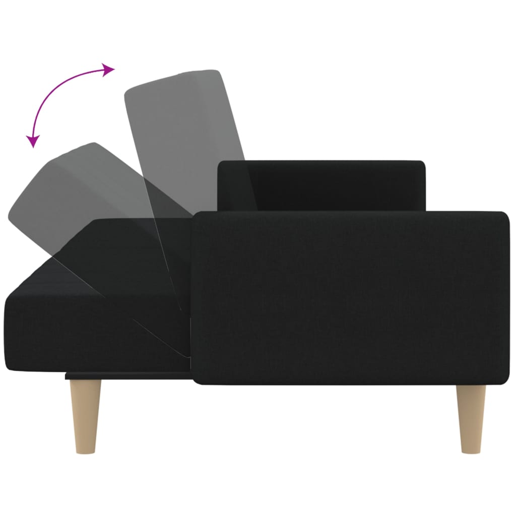 Canapea extensibilă cu 2 locuri, negru, material textil - Lando