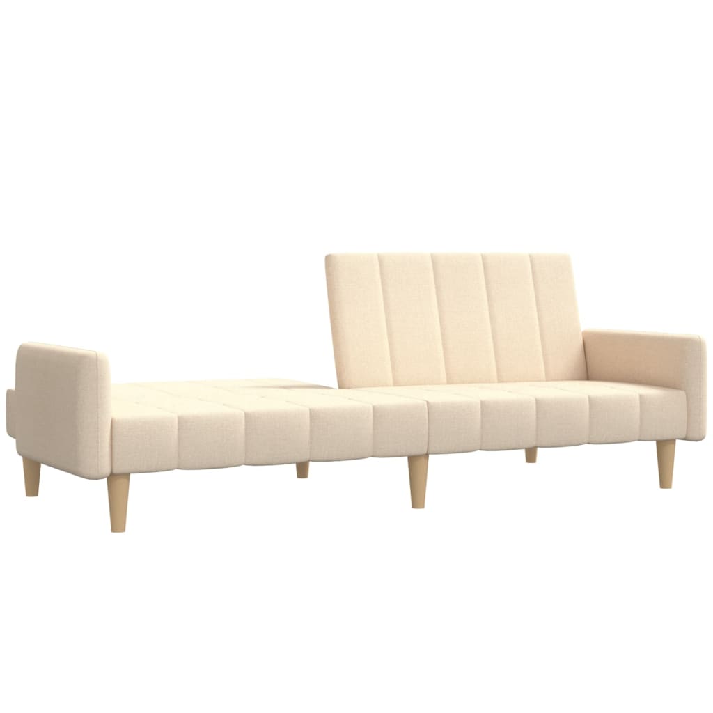 Canapea extensibilă cu 2 locuri, crem, material textil - Lando