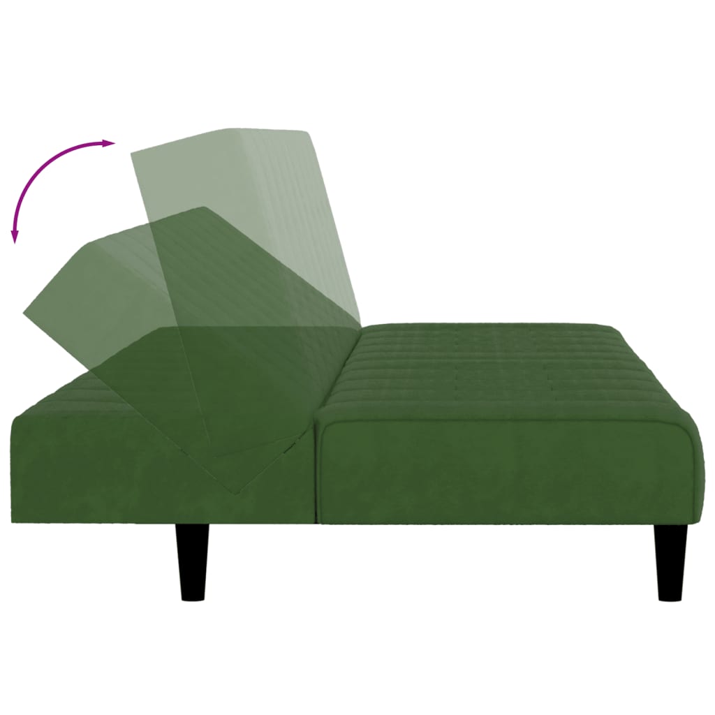 Canapea extensibilă cu 2 locuri, verde închis, catifea - Lando