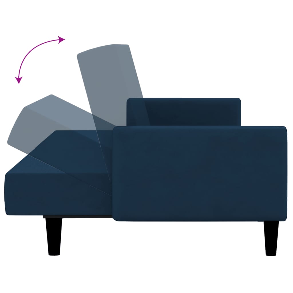 Canapea extensibilă cu 2 locuri, albastru, catifea - Lando
