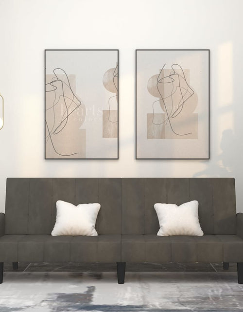 Încărcați imaginea în vizualizatorul Galerie, Canapea extensibilă cu 2 locuri, gri închis, catifea - Lando
