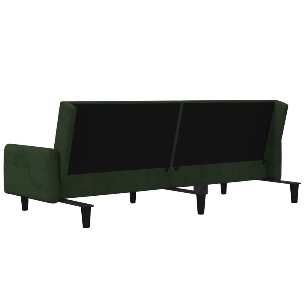 Canapea extensibilă cu 2 locuri, verde închis, catifea - Lando
