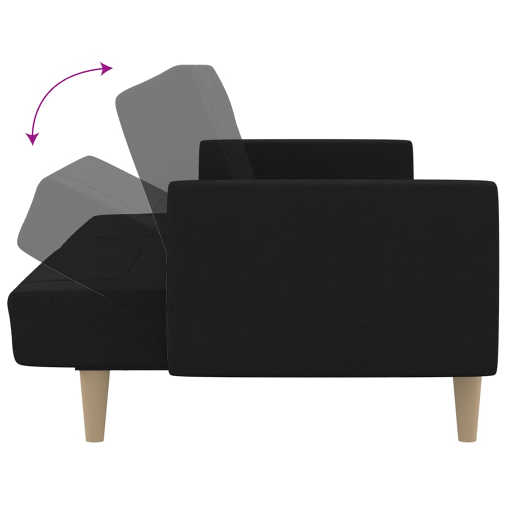 Canapea extensibilă cu 2 locuri, negru, material textil - Lando