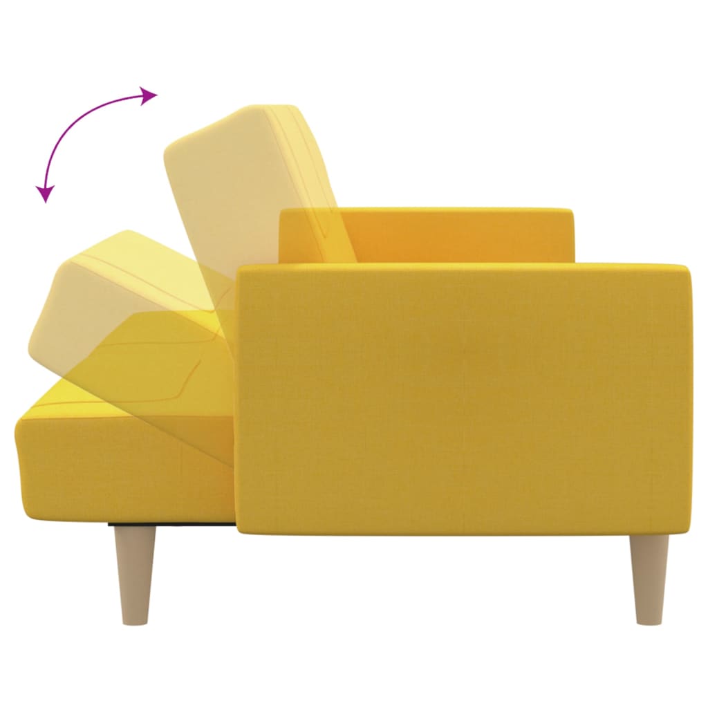 Canapea extensibilă cu 2 locuri, galben, material textil - Lando