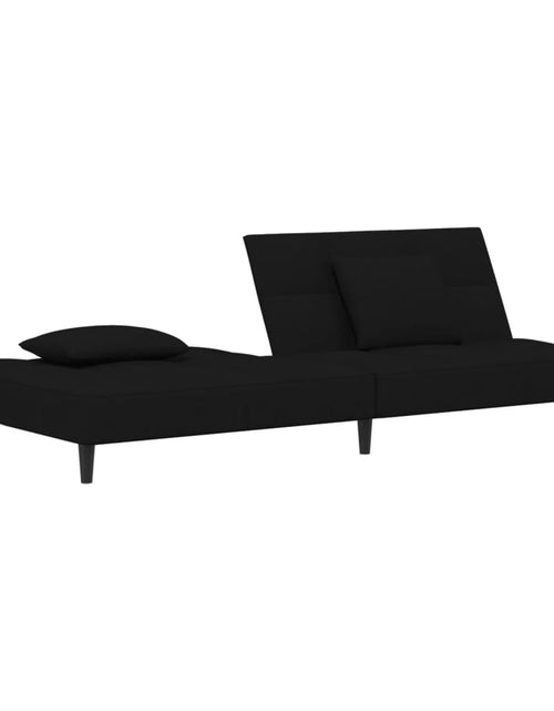 Încărcați imaginea în vizualizatorul Galerie, Canapea extensibilă cu 2 locuri, 2 perne, negru, catifea - Lando

