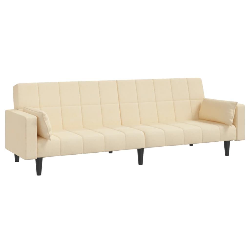 Canapea extensibilă cu 2 locuri, 2 perne, crem, textil - Lando