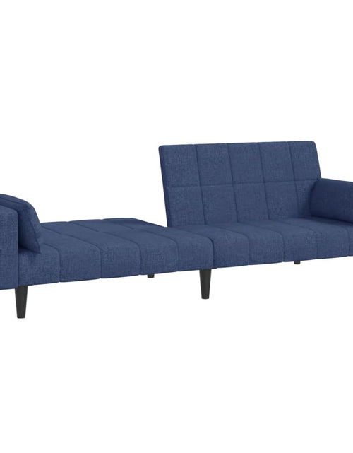 Încărcați imaginea în vizualizatorul Galerie, Canapea extensibilă cu 2 locuri, 2 perne, albastru, textil - Lando
