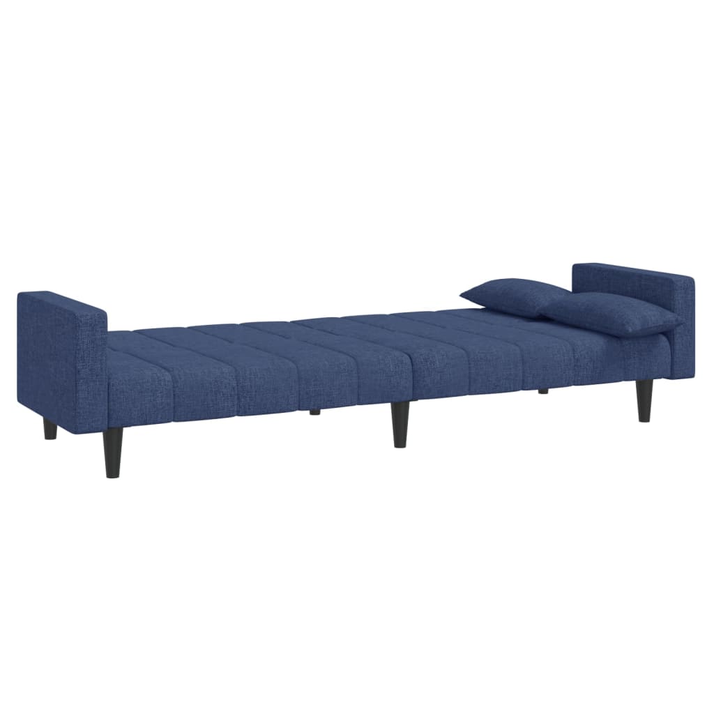 Canapea extensibilă cu 2 locuri, 2 perne, albastru, textil - Lando