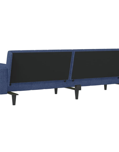 Încărcați imaginea în vizualizatorul Galerie, Canapea extensibilă cu 2 locuri, 2 perne, albastru, textil - Lando
