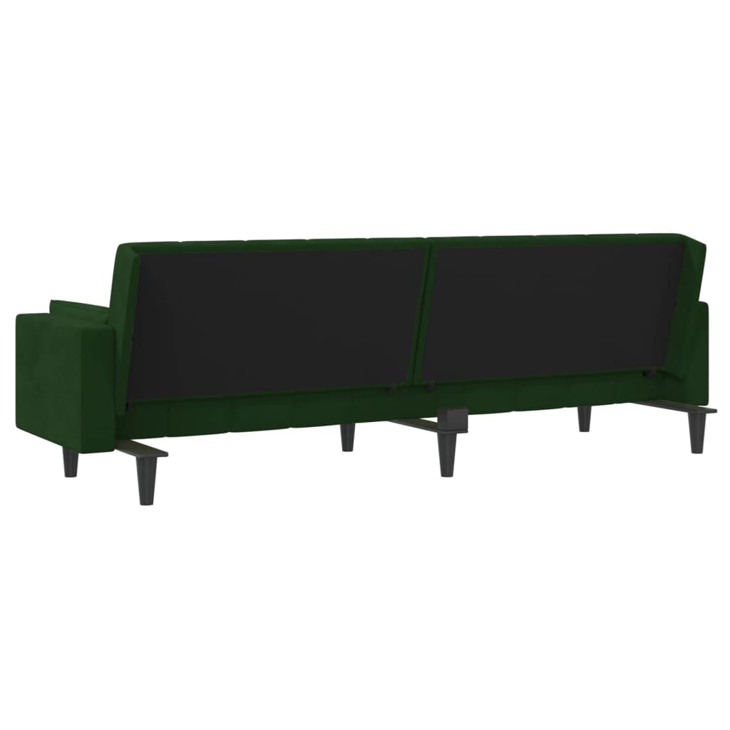 Canapea extensibilă cu 2 locuri, 2 perne, verde închis catifea - Lando