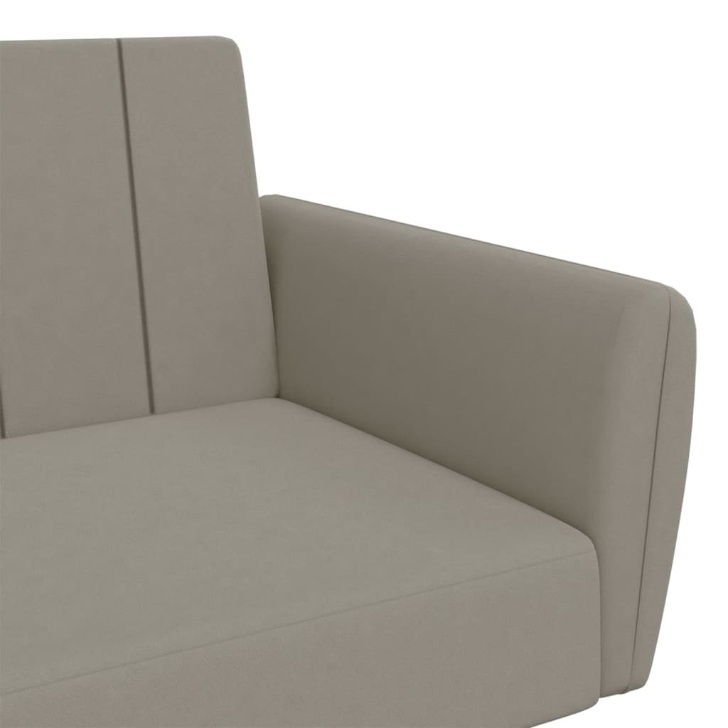 Canapea extensibilă cu 2 locuri, gri deschis, catifea - Lando