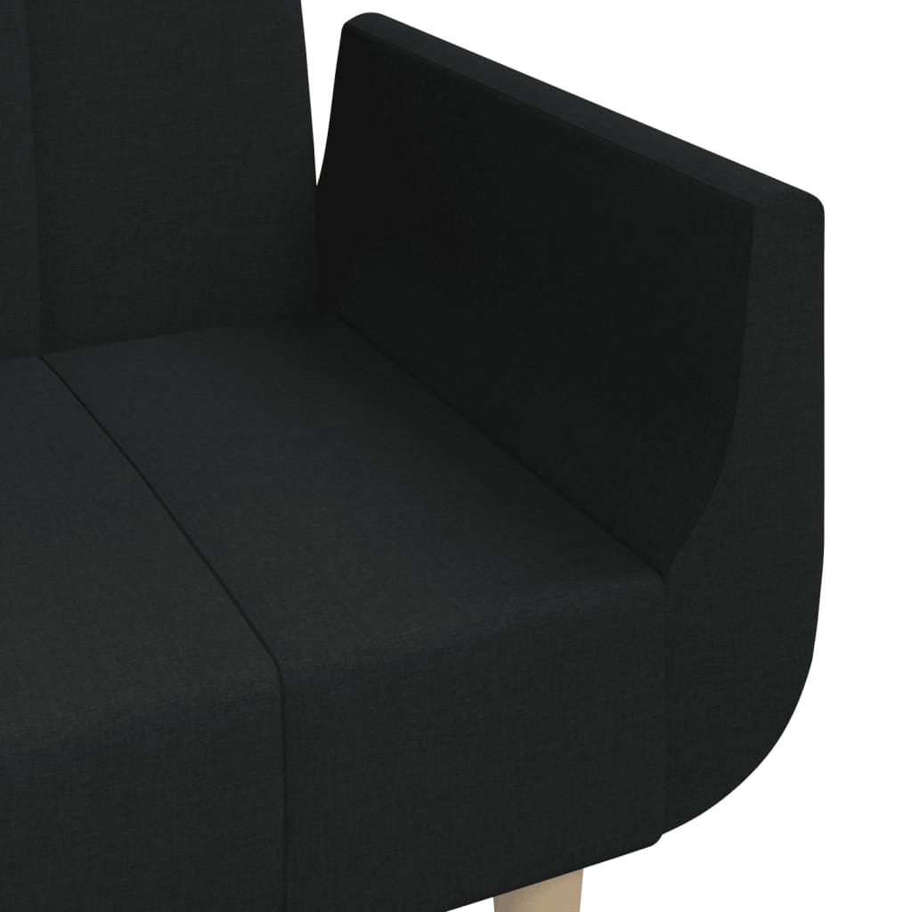 Canapea extensibilă cu 2 locuri, 2 perne, negru, textil - Lando
