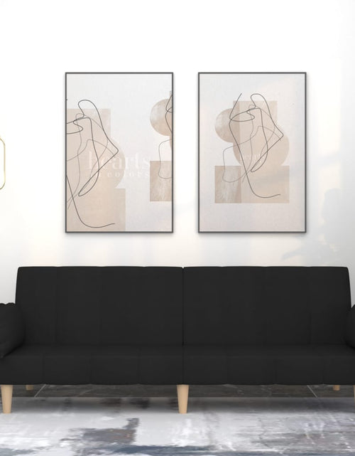 Încărcați imaginea în vizualizatorul Galerie, Canapea extensibilă cu 2 locuri, 2 perne, negru, textil - Lando
