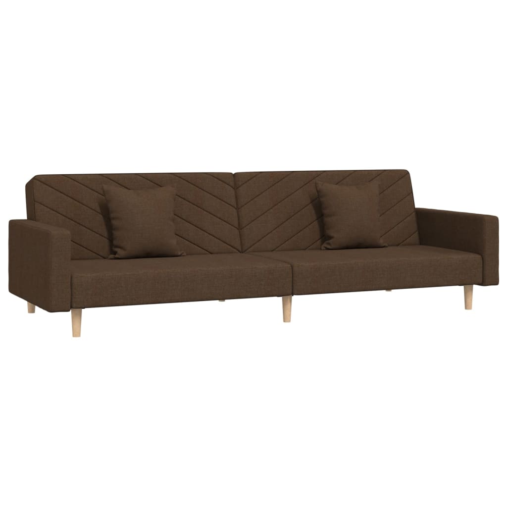 Canapea extensibilă cu 2 locuri, 2 perne, maro, textil - Lando