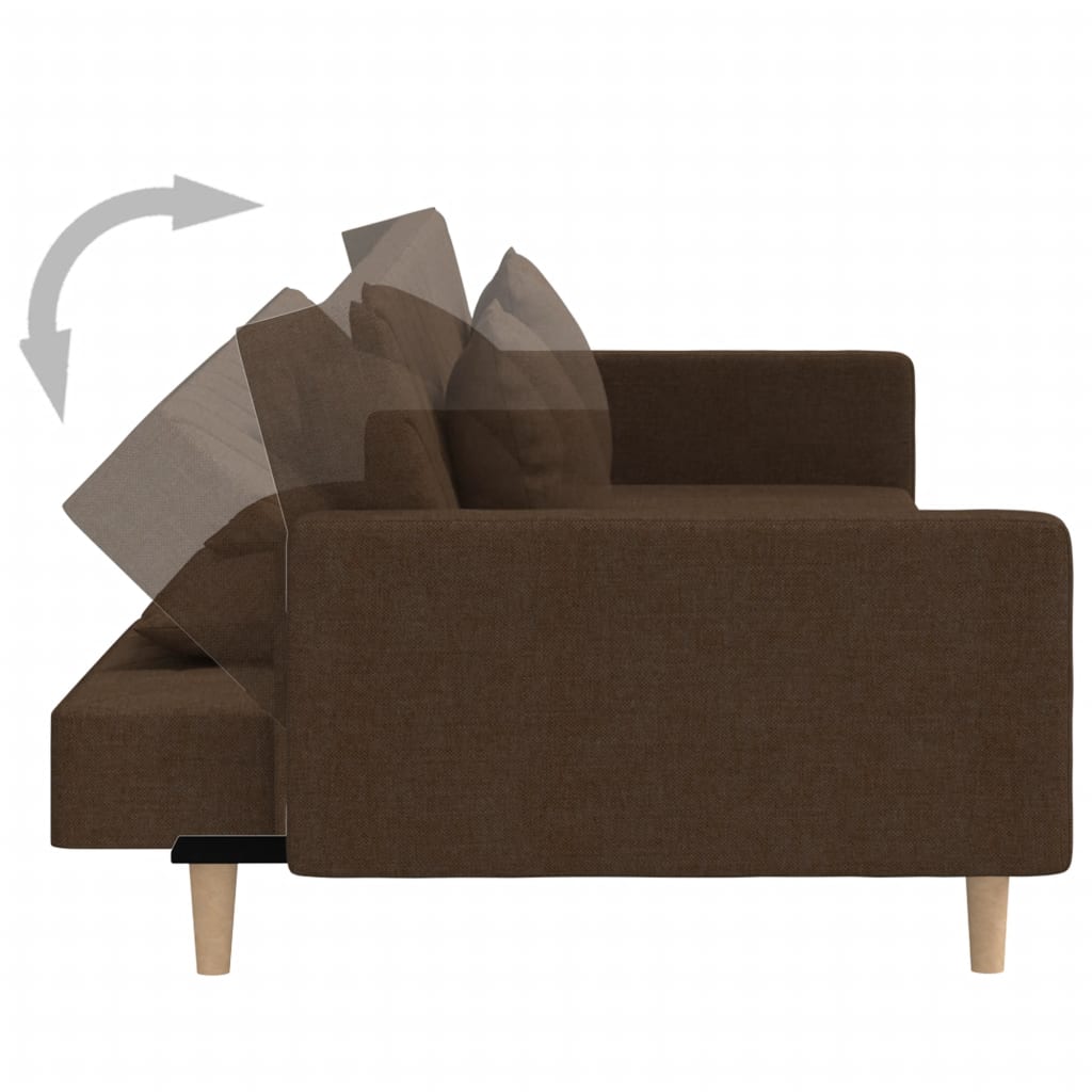 Canapea extensibilă cu 2 locuri, 2 perne, maro, textil - Lando