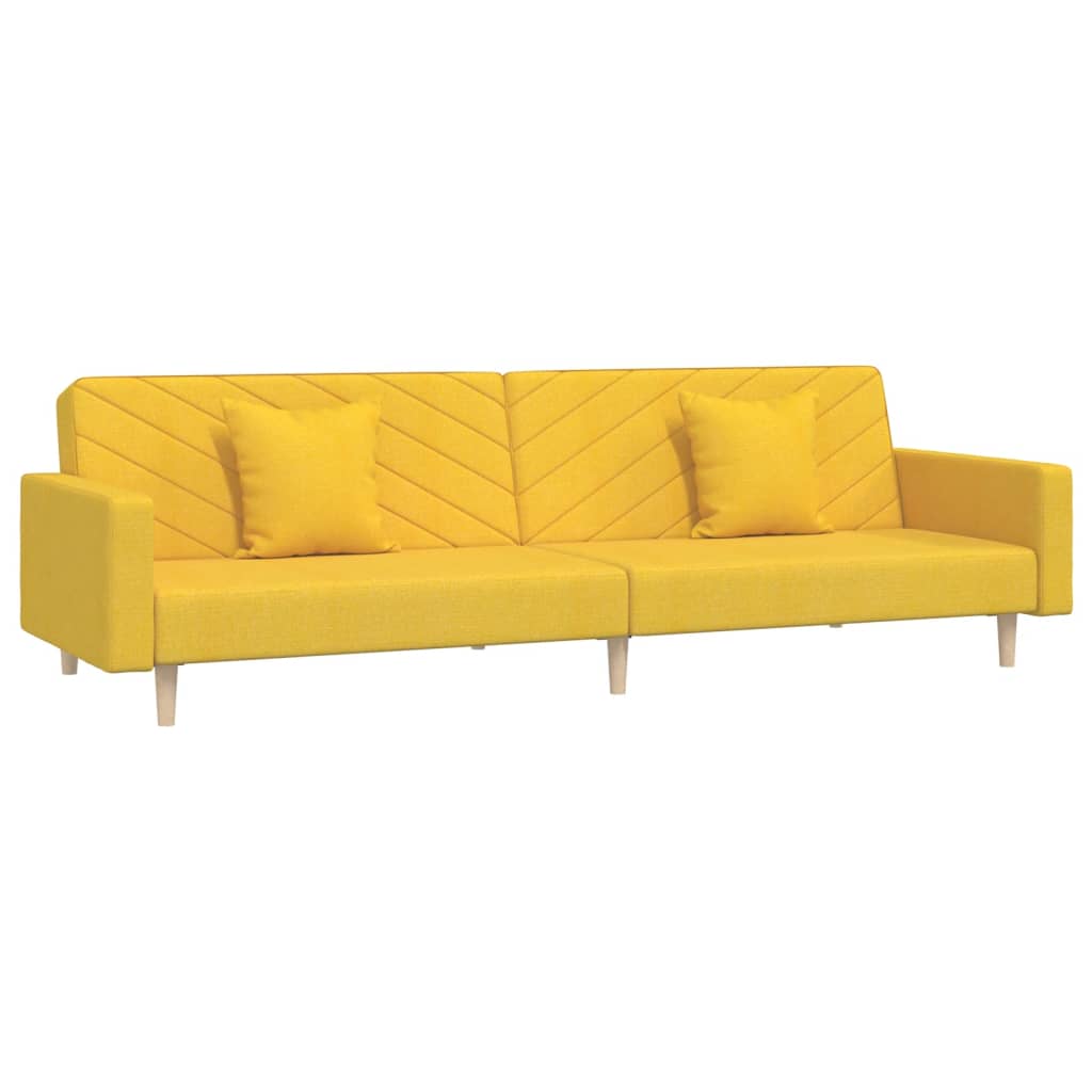Canapea extensibilă cu 2 locuri, 2 perne, galben, textil - Lando