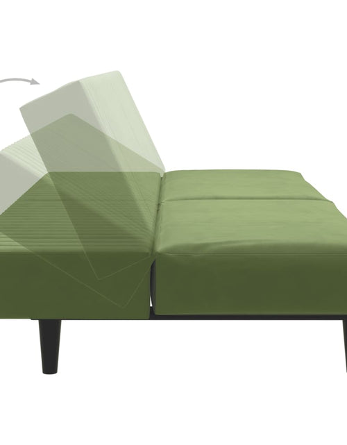 Încărcați imaginea în vizualizatorul Galerie, Canapea extensibilă cu 2 locuri, verde deschis, catifea - Lando
