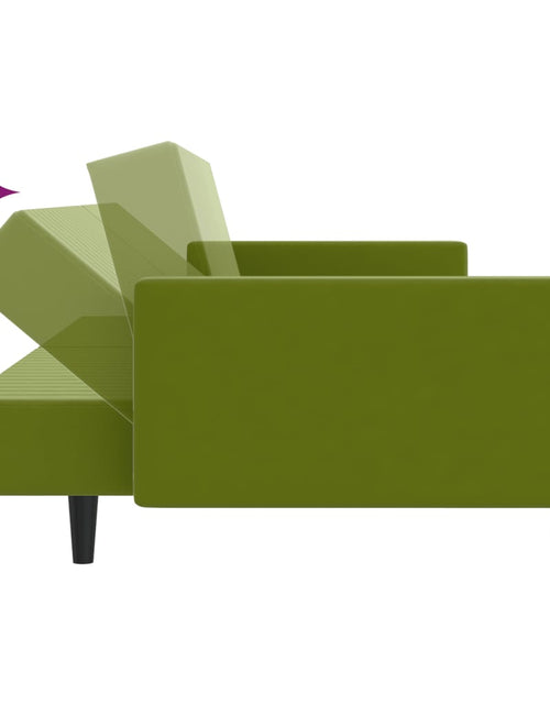 Încărcați imaginea în vizualizatorul Galerie, Canapea extensibilă cu 2 locuri, verde deschis, catifea - Lando
