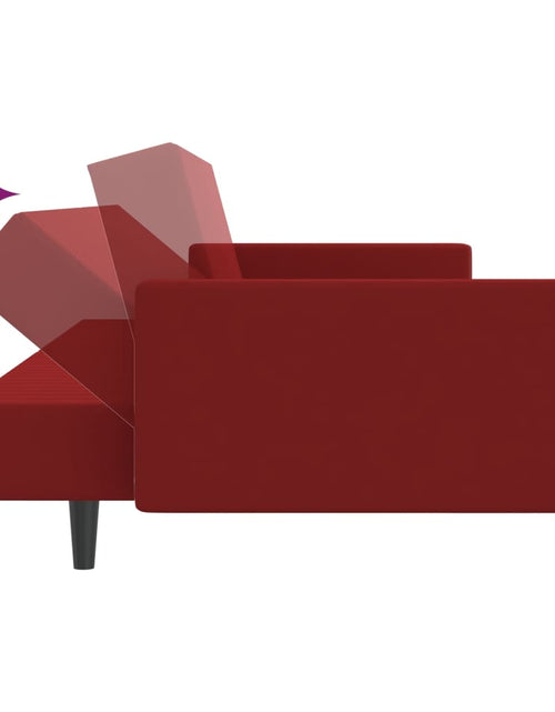 Încărcați imaginea în vizualizatorul Galerie, Canapea extensibilă cu 2 locuri, roșu vin, catifea - Lando
