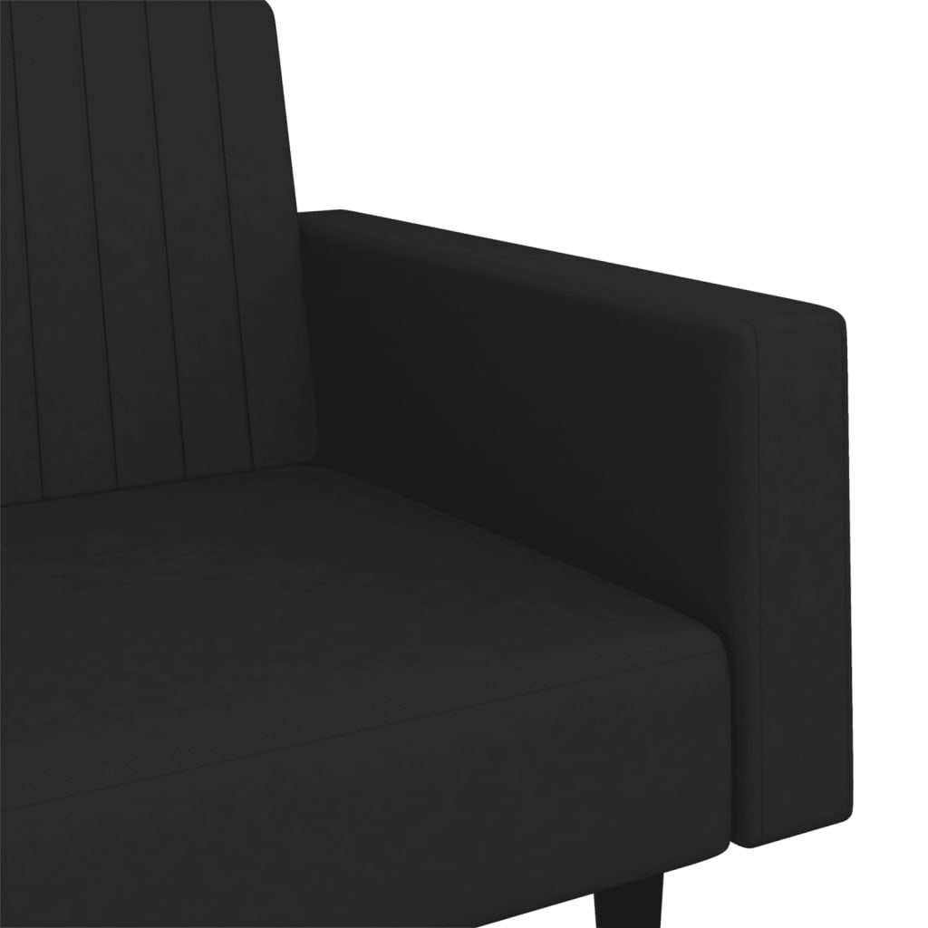 Canapea extensibilă cu 2 locuri, negru, catifea - Lando