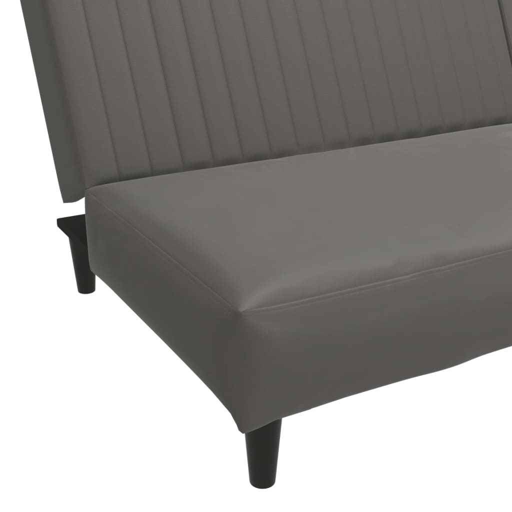 Canapea cu 2 locuri, gri, piele ecologică - Lando
