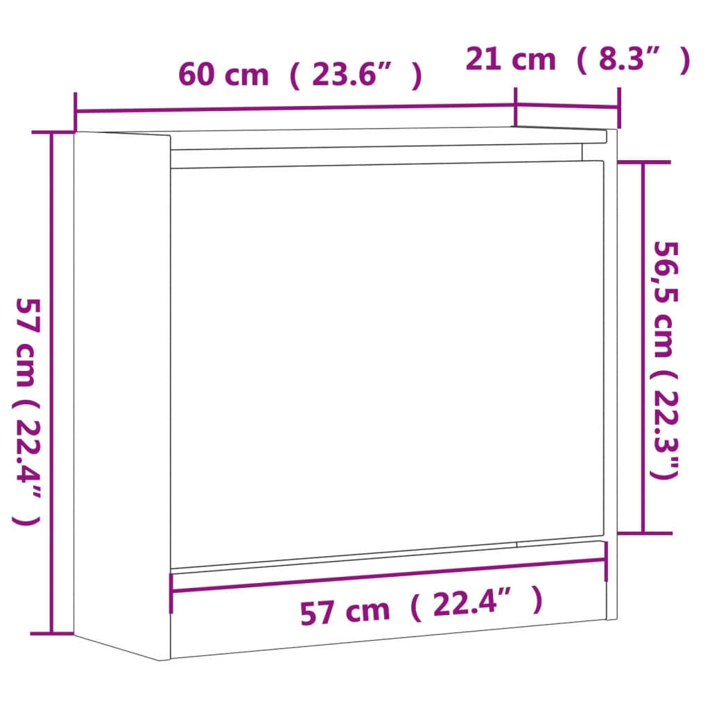 Pantofar, stejar sonoma, 60x21x57 cm, lemn compozit - Lando