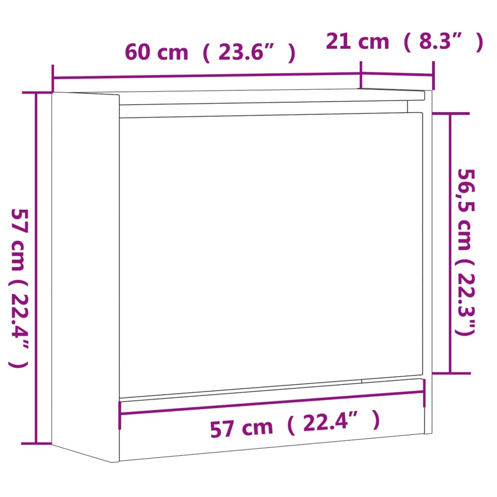 Pantofar, gri beton, 60x21x57 cm, lemn compozit - Lando