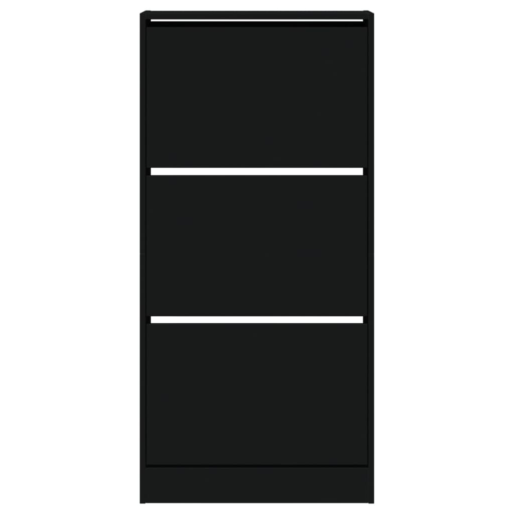 Pantofar, negru, 60x21x125,5 cm, lemn compozit - Lando