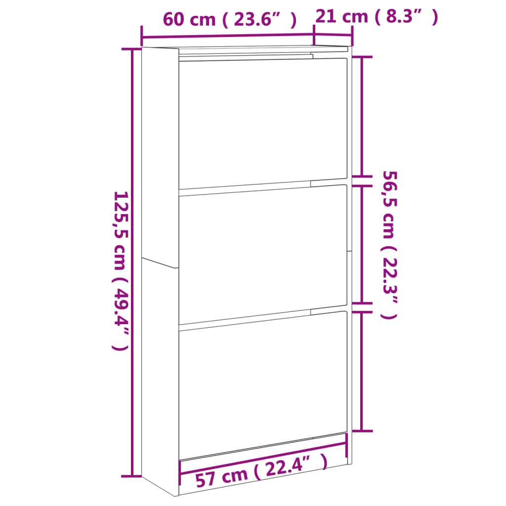 Pantofar, gri beton, 60x21x125,5 cm, lemn compozit - Lando