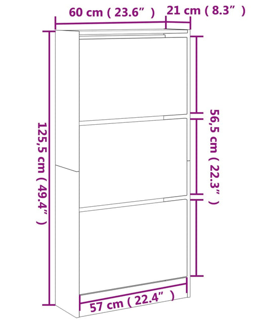 Încărcați imaginea în vizualizatorul Galerie, Pantofar, stejar fumuriu, 60x21x125,5 cm, lemn compozit - Lando
