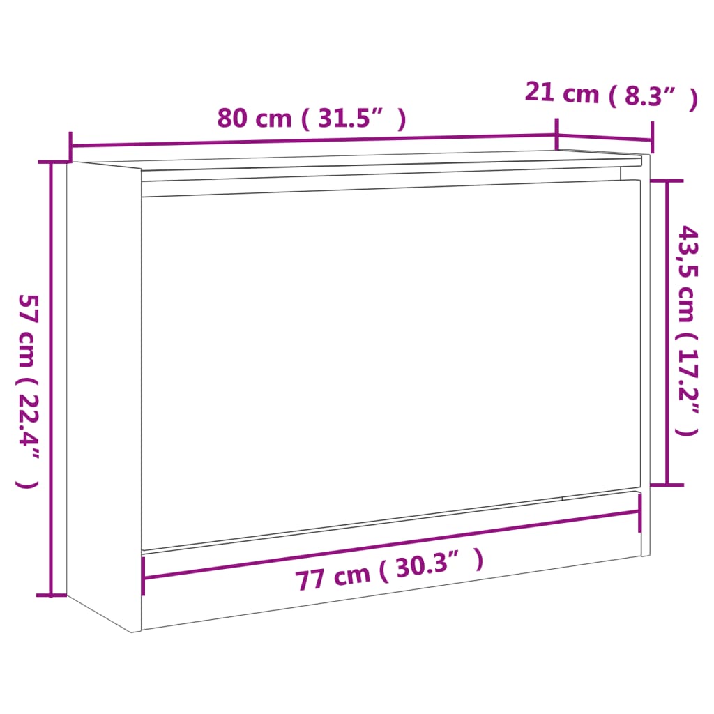 Pantofar, alb, 80x21x57 cm, lemn compozit - Lando